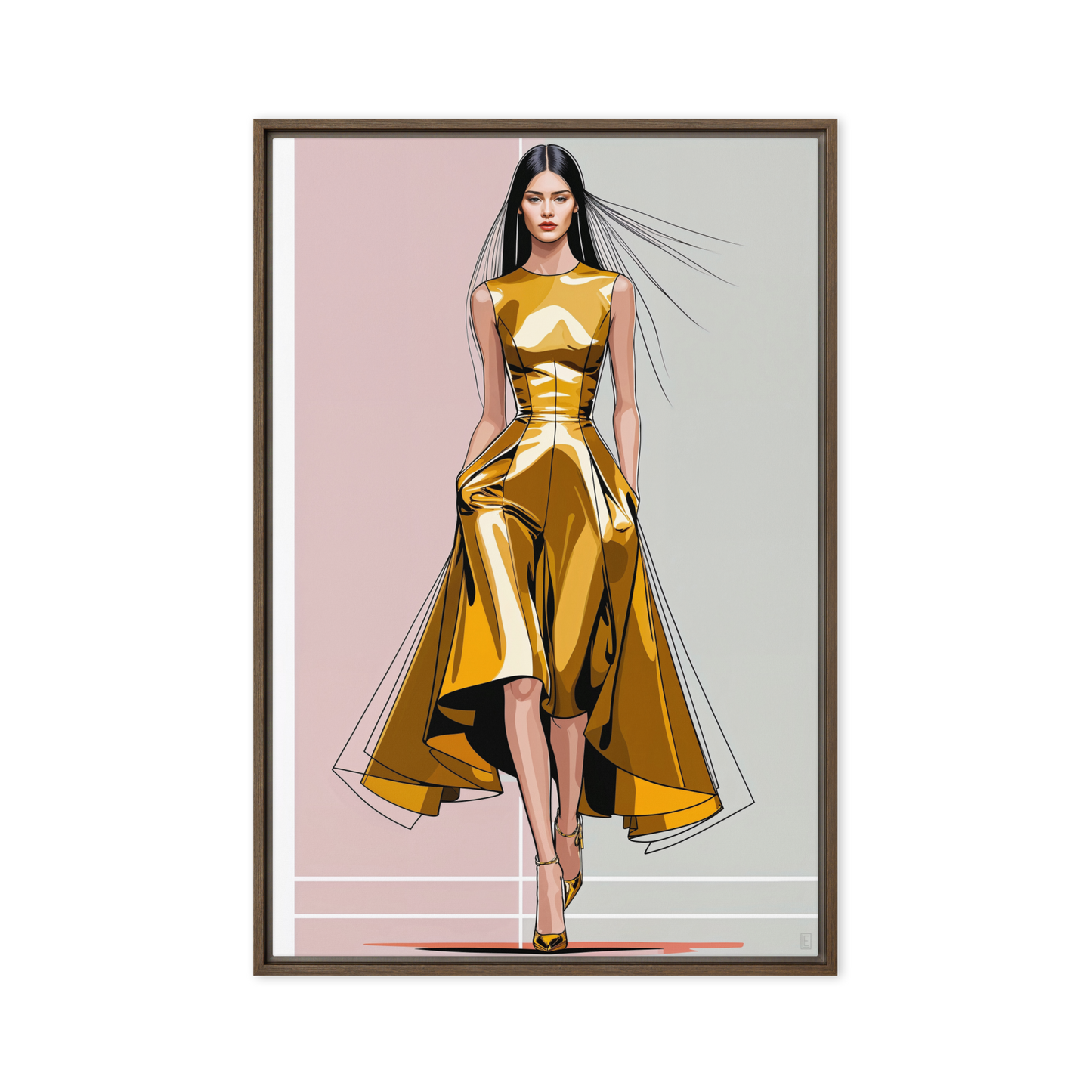 Toile encadrée esquisse de mode contemporaine