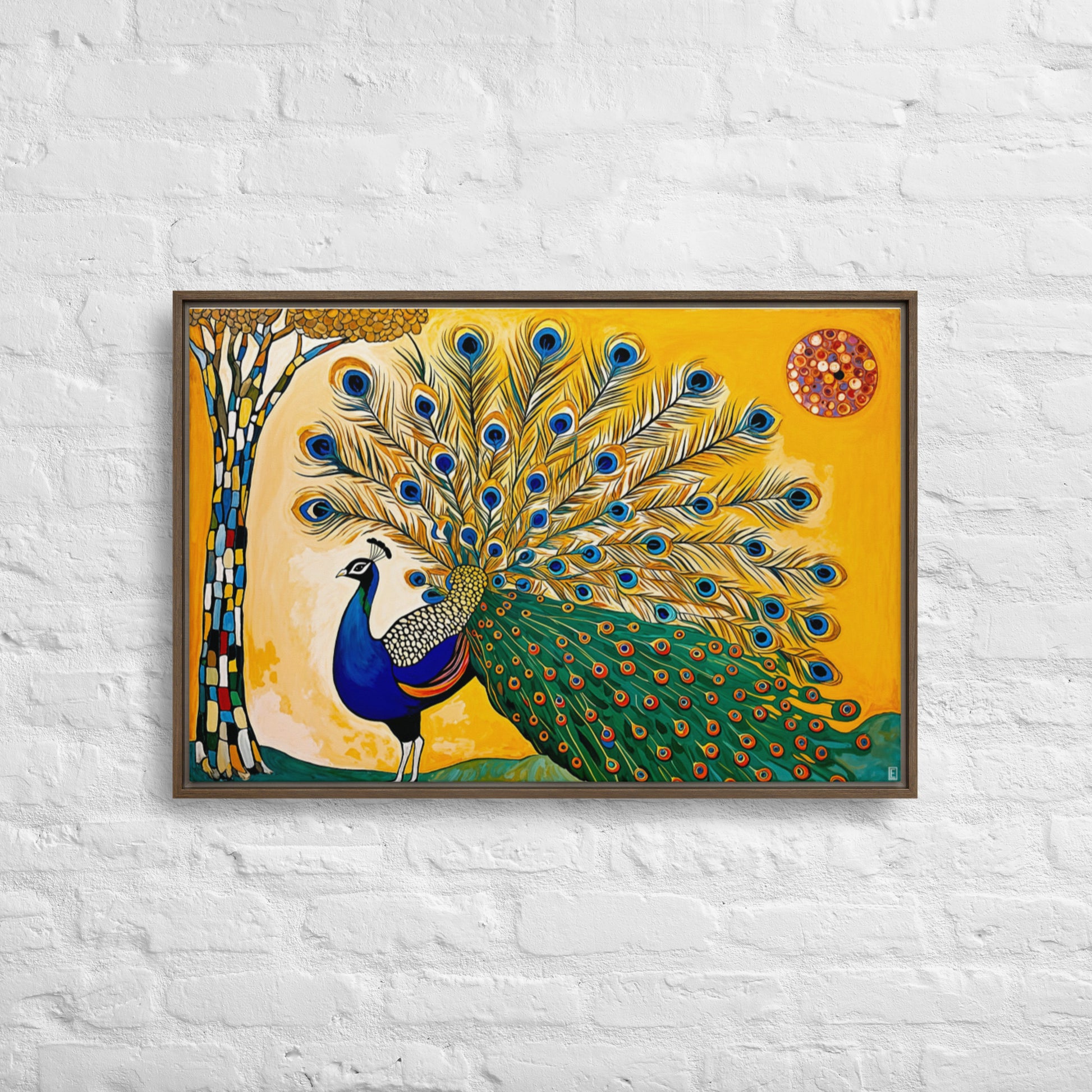 toile encadrée dans le style Gustav Klimt pour une déco salon moderne et colorée. 