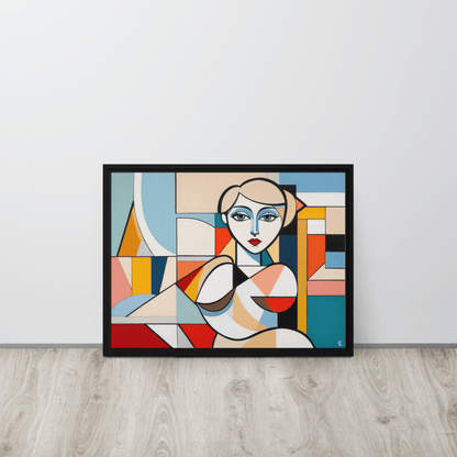 tableau contemporain pour une décoration de salon. Style cubisme moderne, il s'agit d'une peinture digitale qui représente une femme.