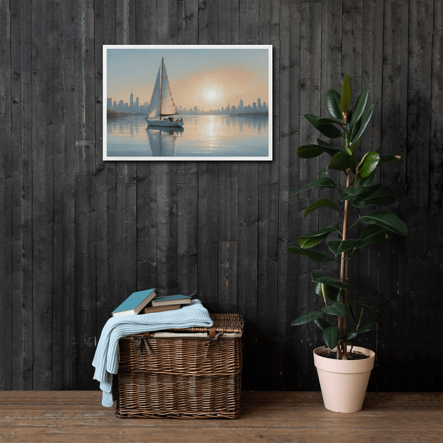 Toile encadrée décoration moderne New York Boat 2