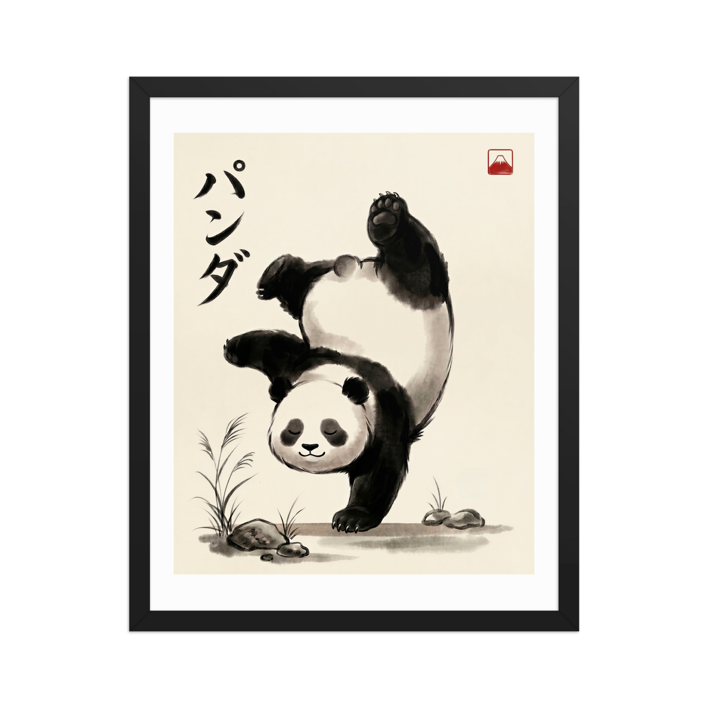 ALS_MOCKUP|arts_lovers_studio_panda_zen_sumi_e|poster_encadre_premium|noir