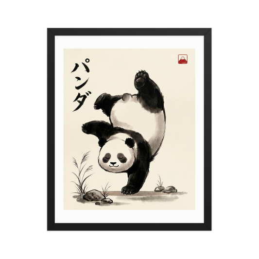 ALS_MOCKUP|arts_lovers_studio_panda_zen_sumi_e|poster_encadre_premium|noir