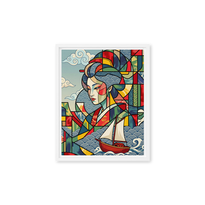 ALS_MOCKUP|arts_lovers_studio_seigaiha_wave_et_cubisme|toile_encadree|blanc