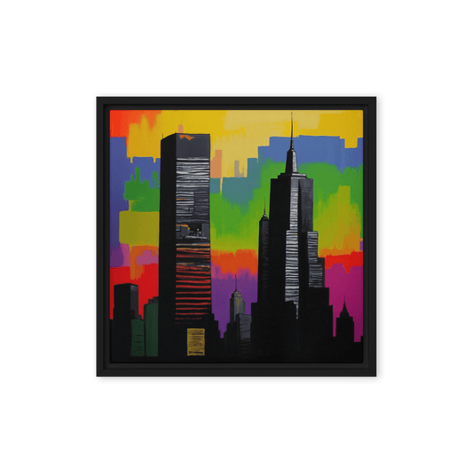 Tableau art urbain pour décoration moderne salon New York Rasta City beaucoup de couleur et une magnifique perspective de la ville