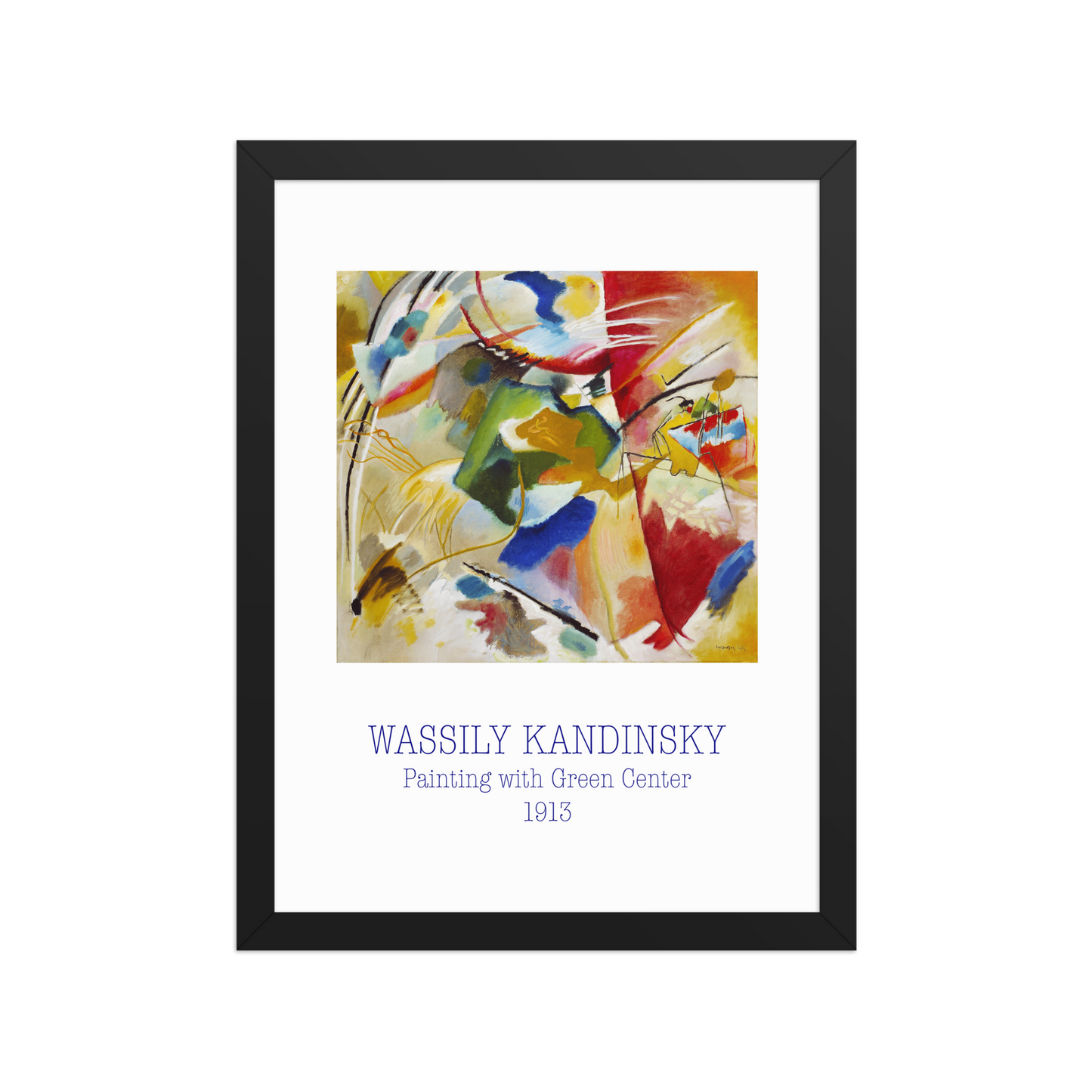 wassily_kandinsky_painting_with_green_center|poster_encadre_premium|noir